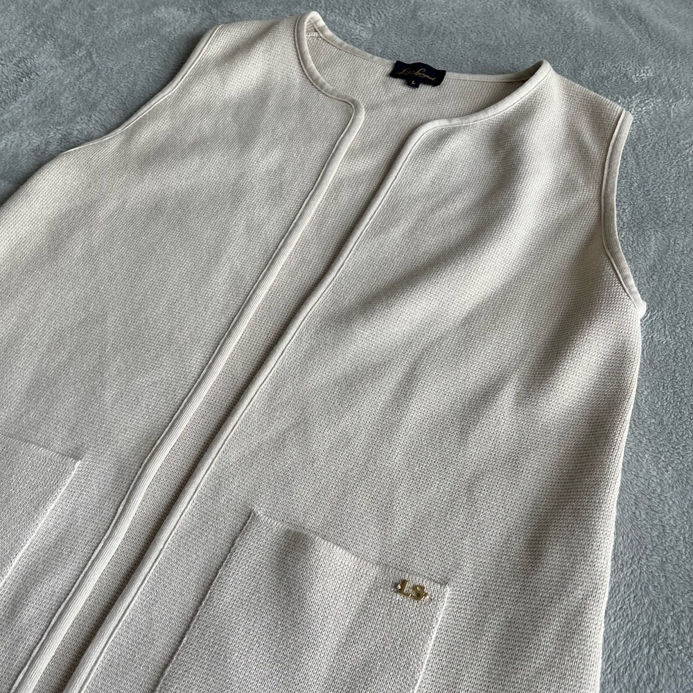 Luisa Spagnoli Wool Knit Sweater Vest Beige Size Large - Picture 8 of 8